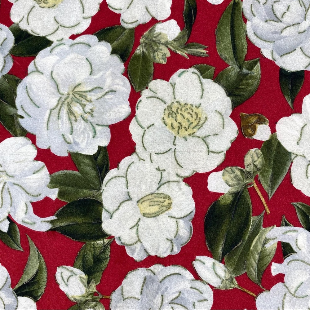 Chanel Red and Gold Floral Silk Scarf - Picture 7 of 7